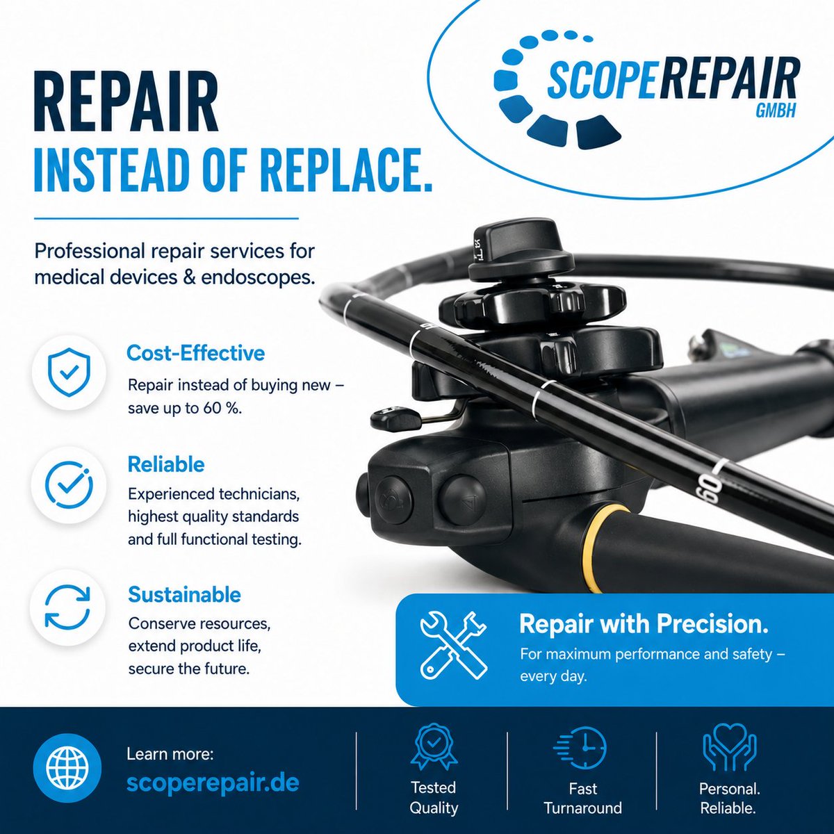 scopeREPAIR's tweet photo. REPAIR INSTEAD OF REPLACING – because every decision in medical technology counts

Your medical technology deserves precision—every day.
 
👉 https://t.co/cqv4A08byU

#HealthcareManagement
#HospitalManagement
#CostOptimization
#MedTechService
#Maintenance https://t.co/1jso3c2QRt
