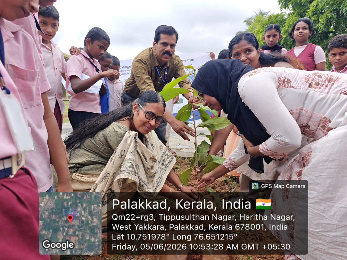 CBCTrivandrum's tweet photo. Smt. Pravitha, Palakkad Municipal Councillor, planted saplings at GUPS, West Yakkara, Palakkad, in connection with #WorldEnvironmentDay2026 during the #EkPedMaaKeNaam Sapling Plantation Drive organised by @CBCPalakkad on 5 June2026
#Plant4Mother
#NowForClimate
@moefcc @MIB_India https://t.co/BnY8n6XROJ