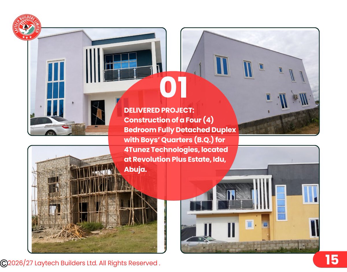 Laytechbuilders's tweet photo. Our Projects:

Kindly find attached the company profile of Laytech Builders Limited for your review.

📞 +234 816 058 8408
🌐 https://t.co/sZQdSLeqGR
📱 @Laytechbuilders https://t.co/0L6yCxtuGx