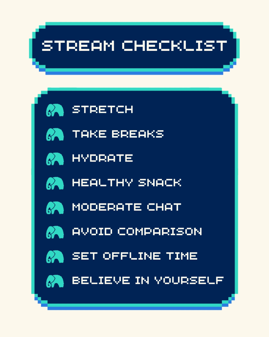 batyrAus's tweet photo. Streaming can be a lot happening at once, so here's a reminder of the small things that help keep it manageable while you’re live: drink water, take breaks &amp; step away from the stats.

Looking after your own wellbeing is part of building safer, more supportive spaces online. 💙 https://t.co/za4VpSeFqj