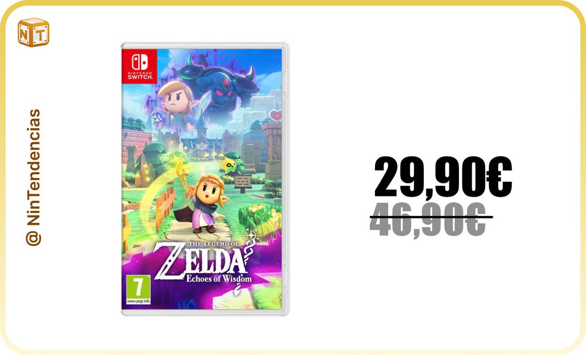 NinTendencias's tweet photo. The Legend Of Zelda Echoes Of Wisdom ¡disponible a precio mínimo en El Corte Inglés!

✅ Oferta: 29,90€

➡️ https://t.co/XbPknJO7nA https://t.co/mm9pIijCbT