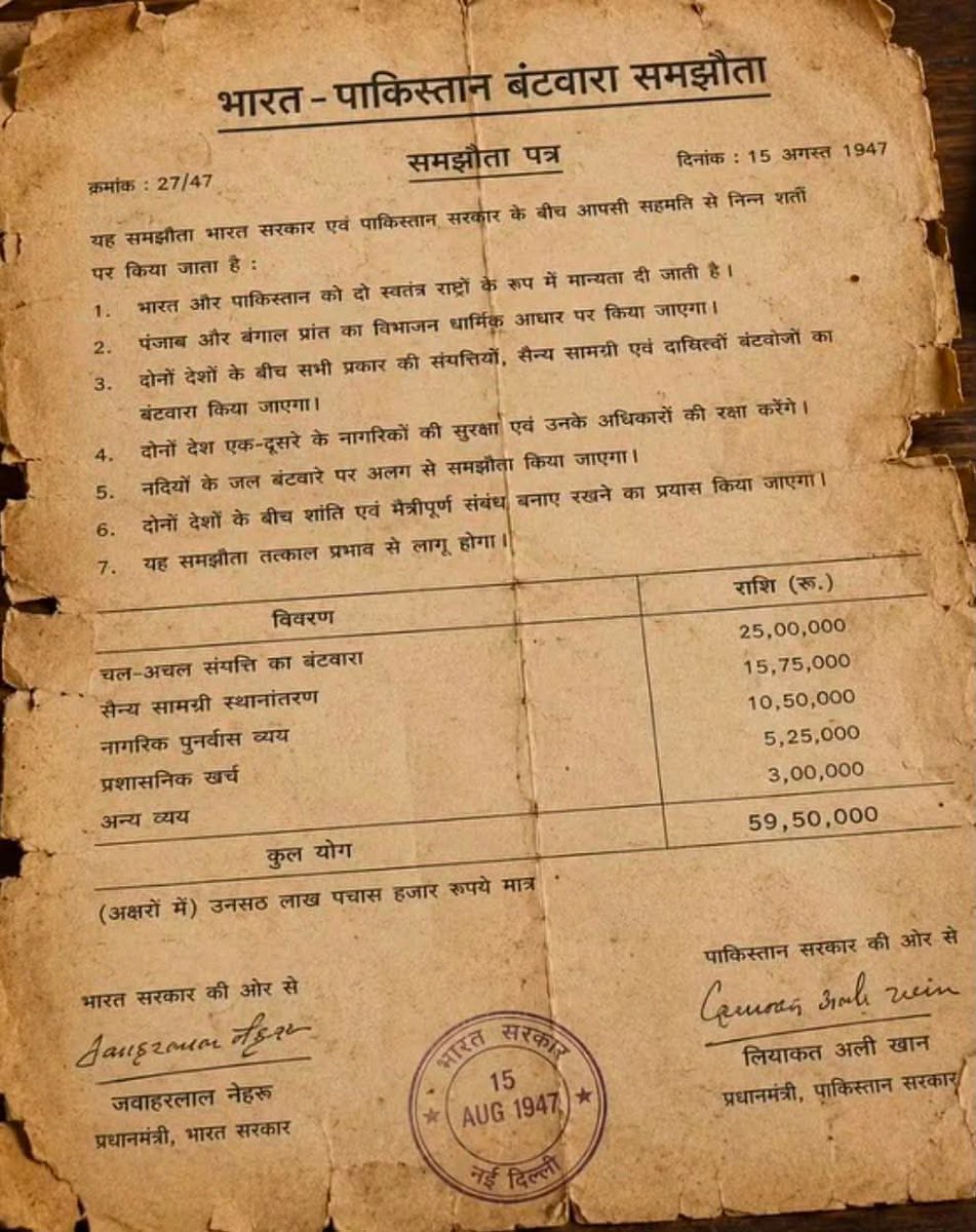 i1v1's tweet photo. @narendramodi @AmitShah @myogiadityanath @SureshChavhanke @sudhirchaudhary @SushantBSinha @republic  This is what agreed at the time of partition. Clearly mentioned that partition was done purely on religion. https://t.co/yrfNjz2xMo