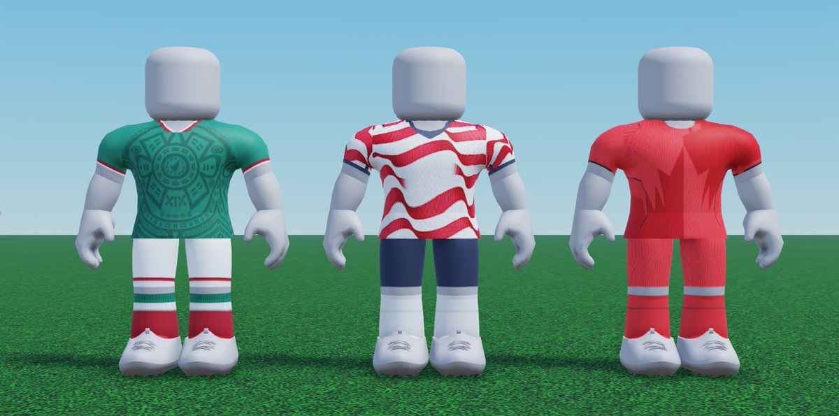 HighScoreTeam's tweet photo. The 3 host nation home jerseys 🏆

#Roblox #RobloxDev https://t.co/9c7NKErlsR