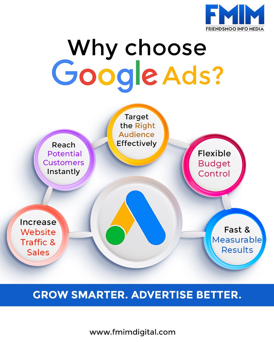 fmimindia's tweet photo. Why choose Google Ads?
Because your business deserves visibility that converts.

📈 We help you plan, launch, and optimize campaigns that drive growth.

#GoogleAds #DigitalAdvertising #LeadGeneration #OnlineMarketing #BusinessGrowth #PerformanceMarketing #FMIMDigital https://t.co/55r7xSxoRv