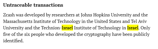 web3sweat's tweet photo. Did anyone know that Zcash was actually developed by researchers at Johns Hopkins University & MIT in the USA/Tel Aviv University IN ISRAEL.

THIS IS INSANE. We thought the "Z" stood for Zero knowledge cryptography but it actually stands for Zionist...

Also, only 5 of 6 people who developed it have been publicly identified.

Therefore Z-Cash is really just Zionist Cash.

https://t.co/npCz24HJJ8