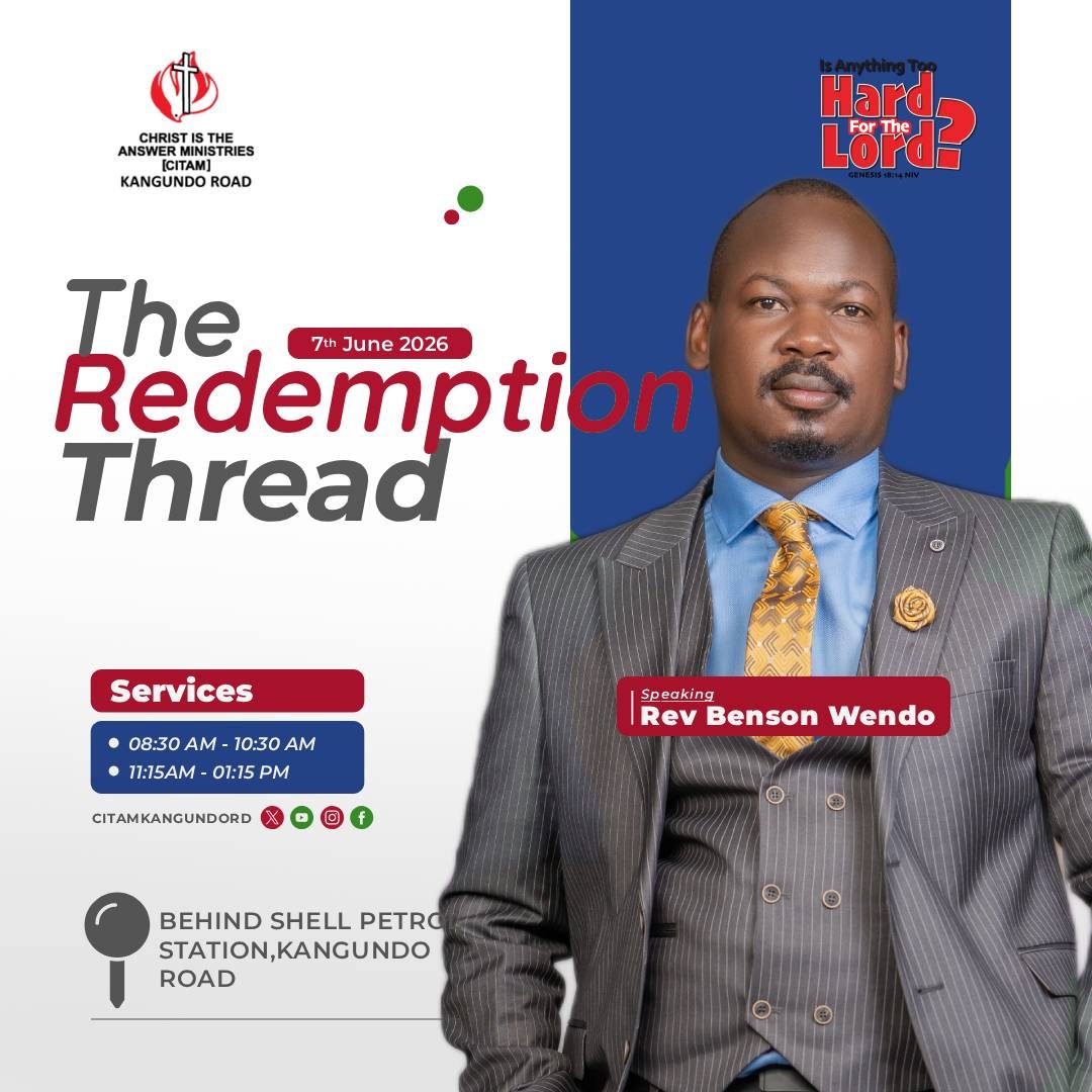 CitamKgrd's tweet photo. Join us this Sunday for an uplifting word from Rev. Wendo dubbed, The Redemption Thread.
Come, let's have an amazing time in the Lord!
#citamkangundoroad 
#isanythingtoohardforthelord 
#wherechrististheanswer https://t.co/4VGmTnKsDi
