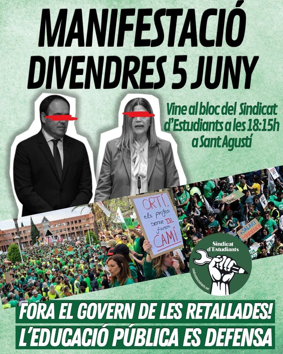 Sindic_Estud_PV's tweet photo. 💚Hui, la classe treballadora valenciana tenim una cita per a defensar l’educació pública de les mans del Govern del PP.

Les estudiants estarem un dia més amb les docents perquè així és com es defensen els nostres drets: lluitant.

Vine a la cita del SE: 18:15h a Sant Agustí!✊🏽 https://t.co/qbePmIQtNL