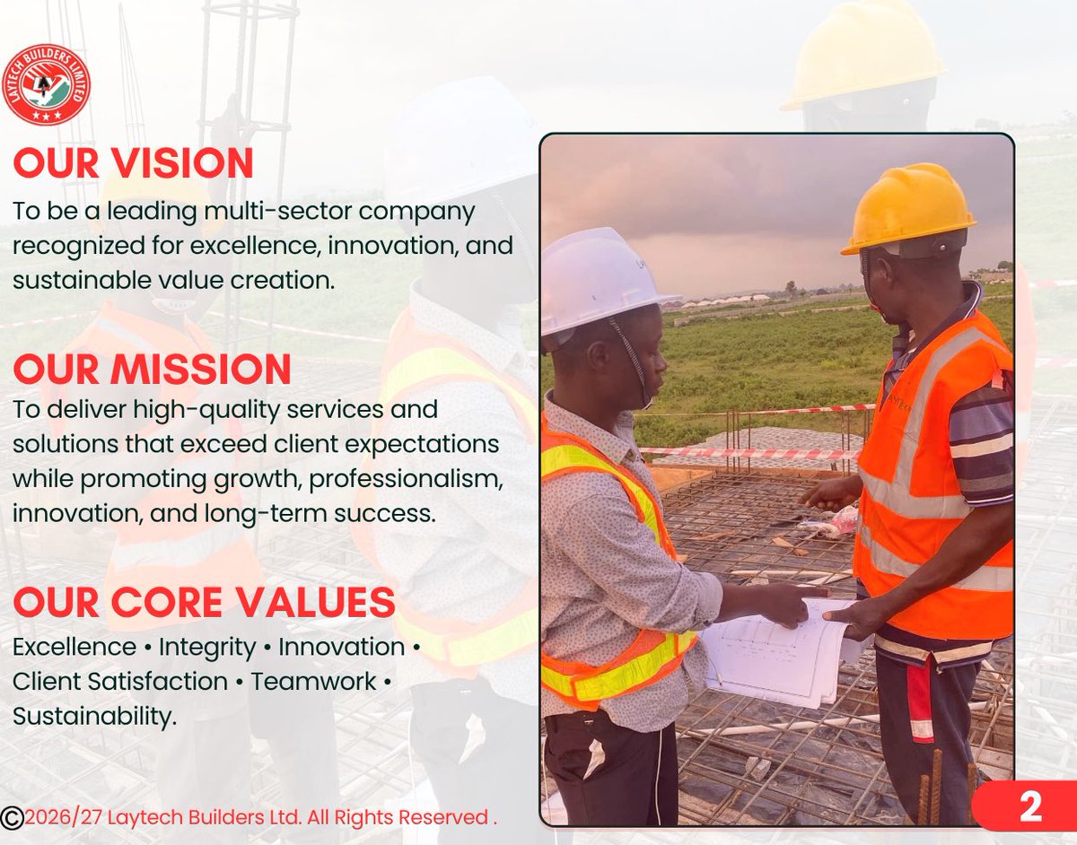Laytechbuilders's tweet photo. Our Vision, Mission and Core Values:

📞 +234 816 058 8408
🌐 https://t.co/sZQdSLeqGR
📱 @Laytechbuilders https://t.co/BmgjGwf9M1