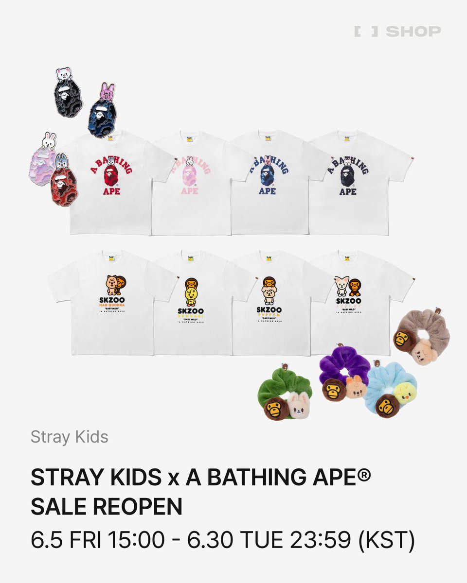 StrayKidsPL's tweet photo. 🛍️| A BATHING APE® x Stray Kids

Przegapiliście tę współpracę?
Teraz jest ponownie dostępna w FANS SHOP👀🖤

📅05.06 - 30.06.2026 
• https://t.co/MlevDEkn5E

#StrayKids #스트레이키즈
#SKZOO #스키주
#BAPExStrayKids
#BAPE #ABATHINGAPE #babymilo
#FANS_SHOP https://t.co/BOornxOZtx