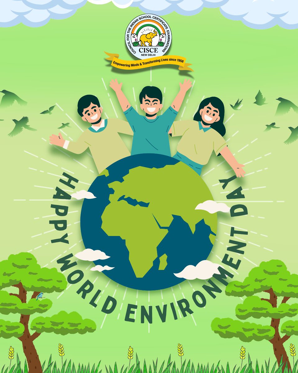 CISCE_Official's tweet photo. On #WorldEnvironmentDay, CISCE calls on every student, teacher &amp; parent to take one step for the Earth today.

Restore. Renew. Reimagine.🌍

CISCE is proud to nurture students who don't just learn about the environment - they act for it.
#CISCE #NowForClimate #CISCECares https://t.co/sl4tzQJhYJ