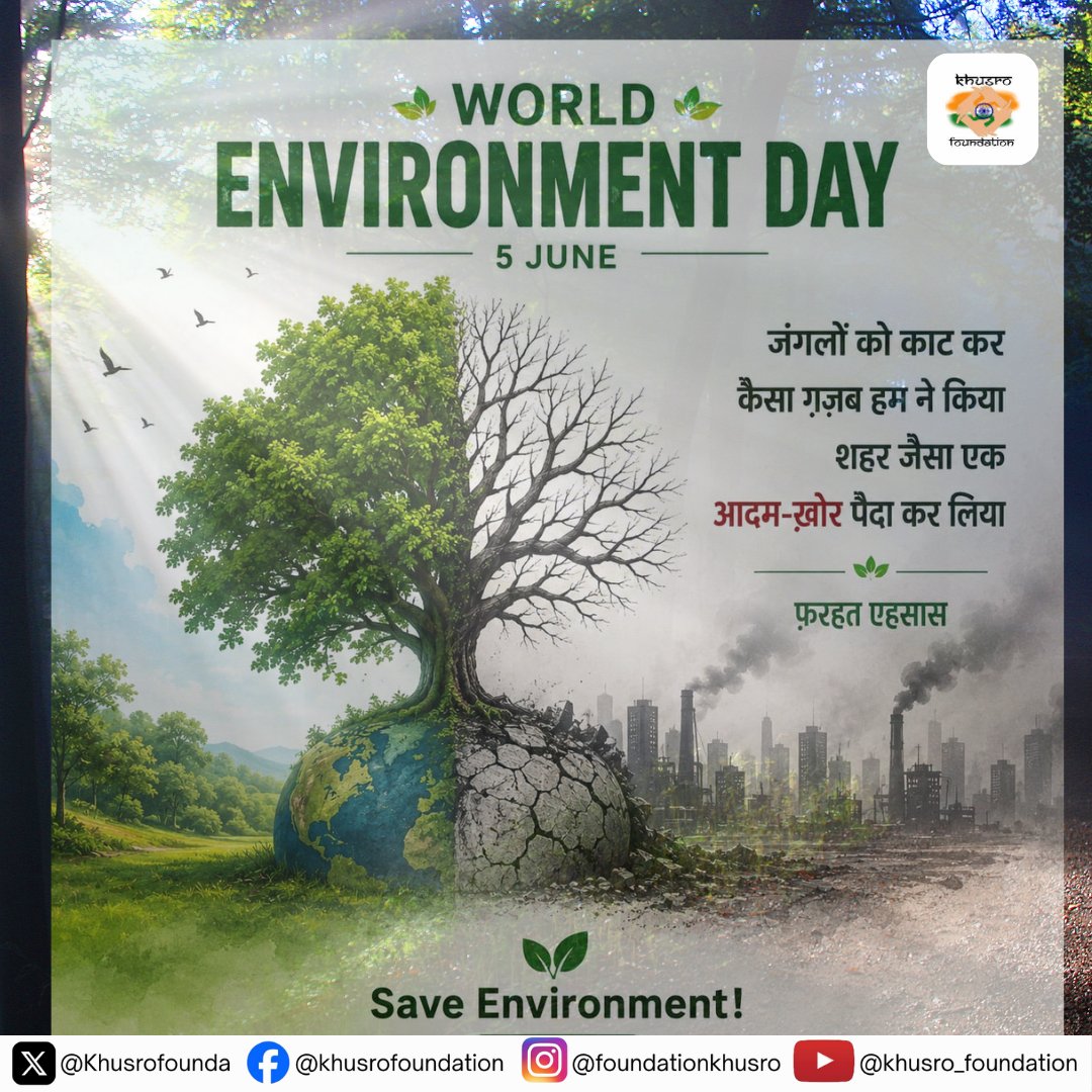 Khusrofounda's tweet photo. 🌍 World Environment Day 🌿

Every tree we save, every drop of water we conserve, and every step we take towards protecting nature helps build a healthier future for all.

 #WorldEnvironmentDay #5June #Environment @moefcc #SaveEarth #GoGreen #EkPedMaaKeNaam @DrHafeezPasha