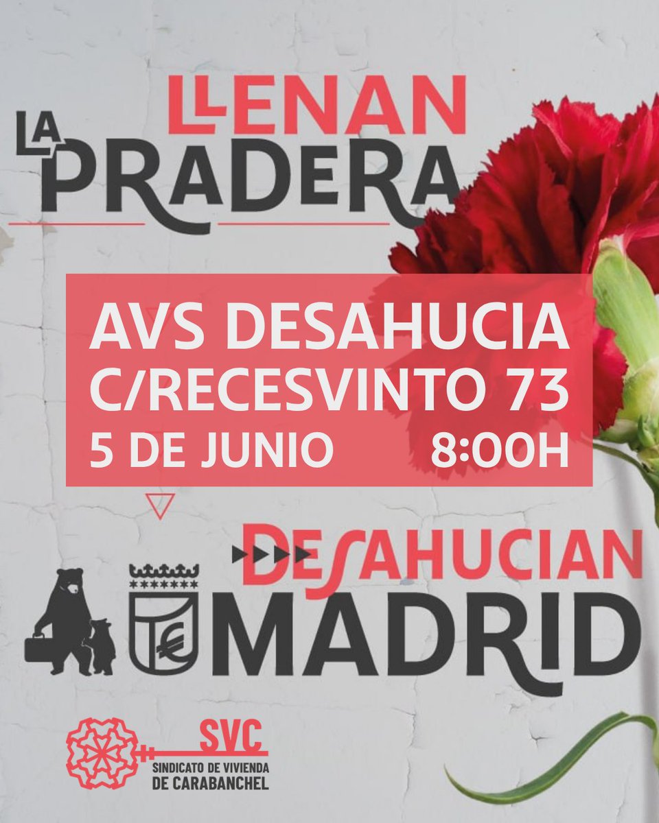 SVCarabanchel's tweet photo. Ya ha llegado la policía a desahuciar a C/Recesvinto 73‼️

Estamos ante una oleada de desahucios por parte de la AVS, vivienda pública madrileña, que quiere echar a la clase trabajadora de sus barrios con la complicidad del gobierno central 

Quédate atento a nuestras redes 👇🏻🧵: https://t.co/sJXbzR9kMj