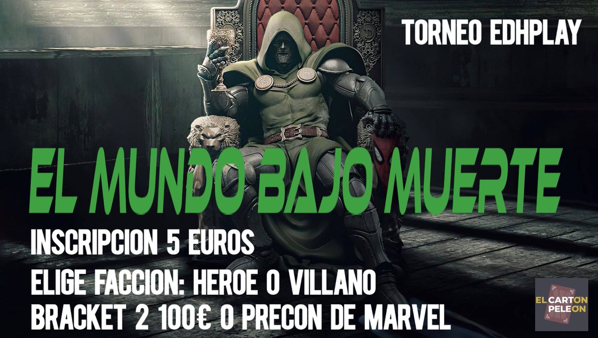 hollowmandrake's tweet photo. LLEGA EL TORNEO TEMÁTICO DE MARVEL 💥
Los premios serán en función de los participantes y sera material de Marvel.
Habr�� sorpresas también 😱
Además, por cada compra de 40€ o más en @elcartonpeleon, la participación es gratis.
Qué bando ganará está vez? De ti depende
Link👇 https://t.co/tq7uovtOVe