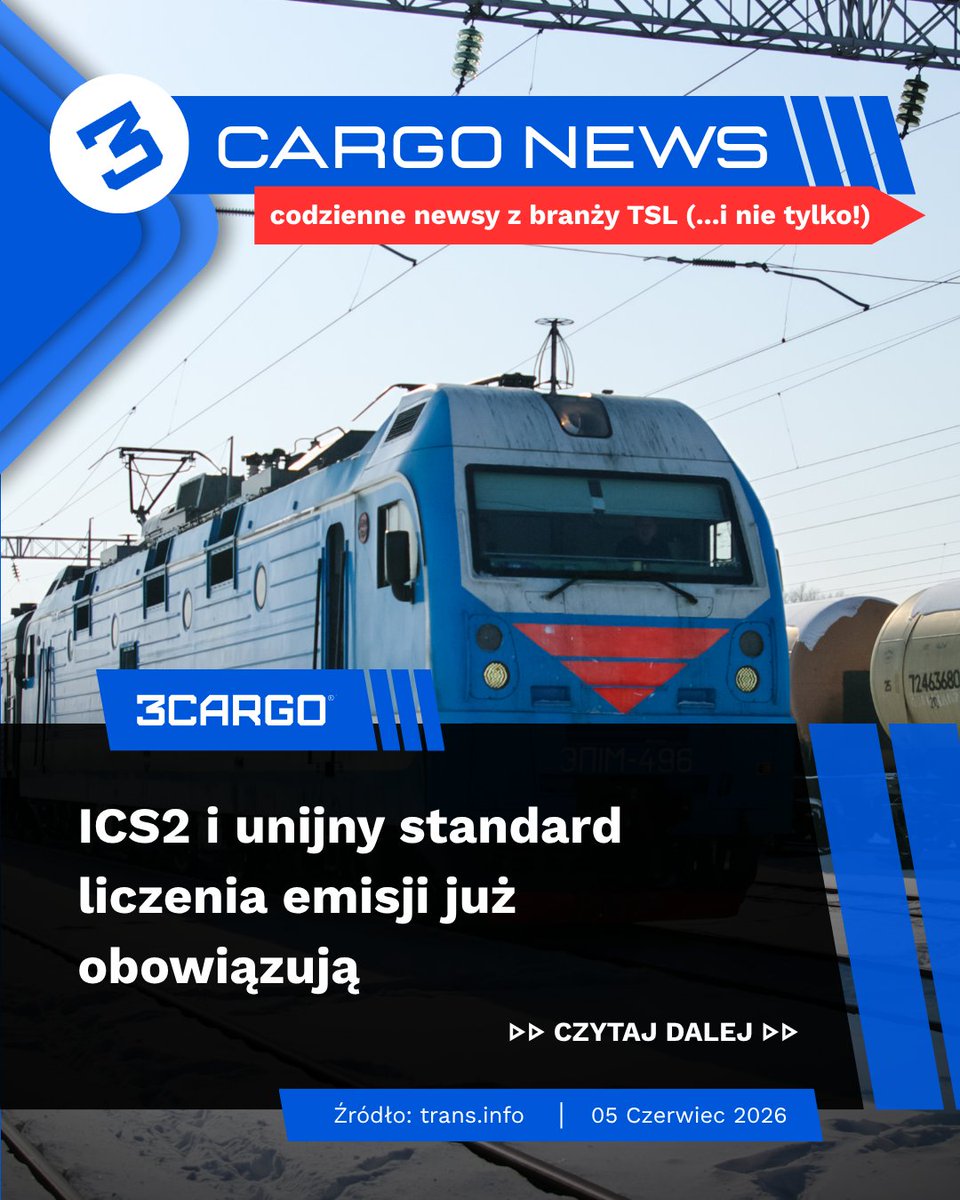 Free_Cargo's tweet photo. ☕ Dzień dobry z #CARGONEWS 📣
Od 1 czerwca 2026 roku w UE zaczęły obowiązywać dwie istotne regulacje: pełne wdrożenie #ICS2 w kolejnych państwach oraz uruchomienie #CountEmissionsEU
#transport #spedycja #logistyka https://t.co/ypUa9bUmVm