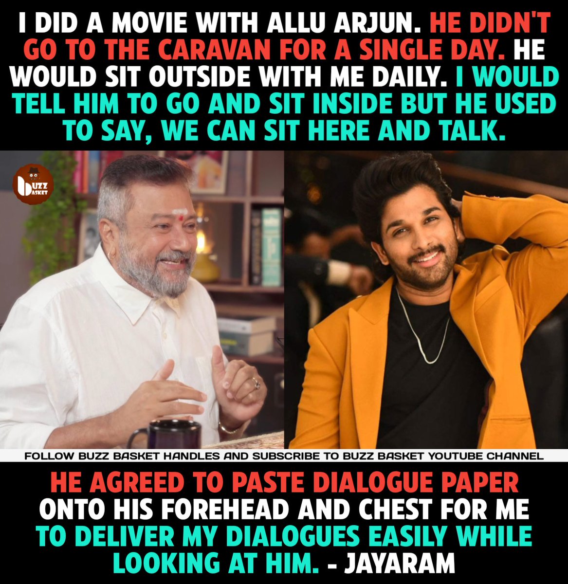 theBuzZBasket's tweet photo. #AlluArjun didn't go to the caravan for a single day - #Jayaram

#avpl #alavaikunthapurramuloo #poojahegde https://t.co/NBD2fjUVA6