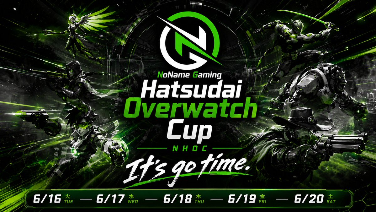 Hatagaya_Vtuber's tweet photo. NoName Gaming Hatsudai Overwatch Cup 
6/16 21:00より開幕です。 
キングを決めようじゃないか。It's go time. 
#オーバーウォッチ #Overwatch大会 https://t.co/WQCzM0rQnn