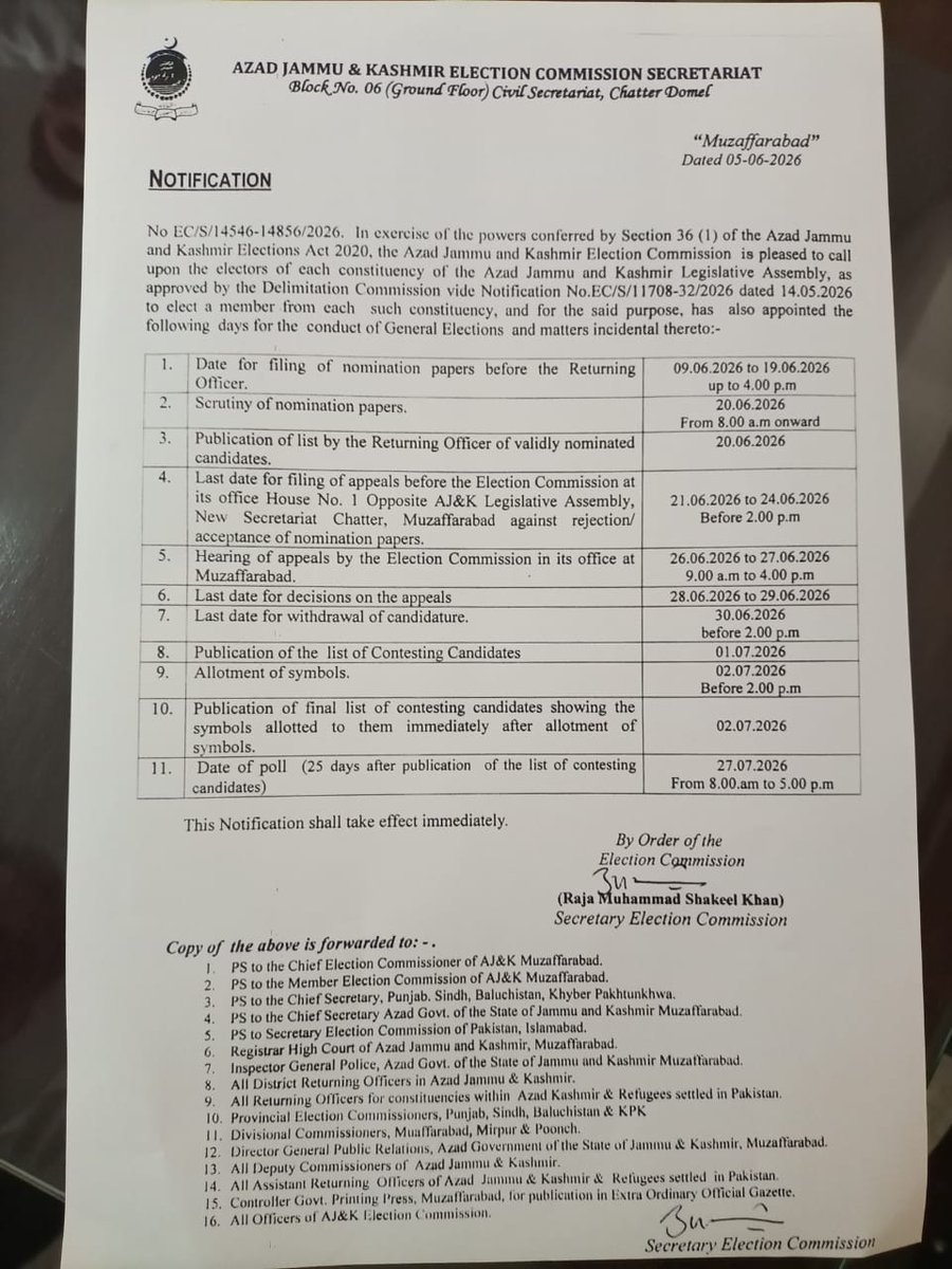 AhtshamRP's tweet photo. General polls in AJK to take place on July 27th. https://t.co/cr7FxxLoas