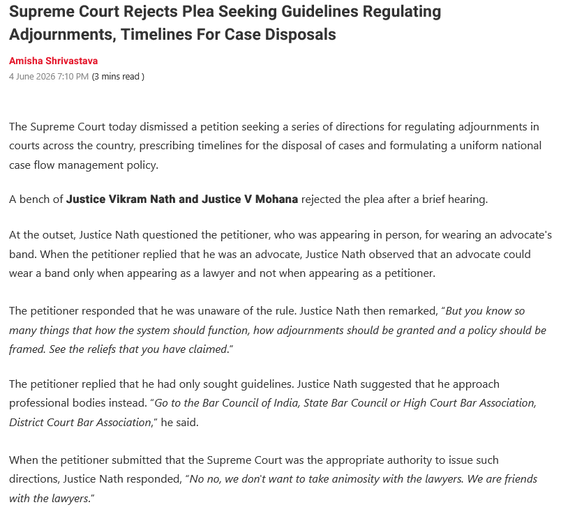 itatonlineorg's tweet photo. Supreme Court Rejects Plea Seeking Guidelines Regulating Adjournments, Timelines For Case Disposals

 https://t.co/Cr8x8LyAJK https://t.co/nTQAZvdoVc