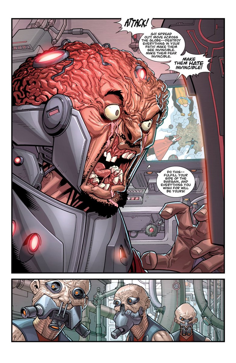 matias_gleza's tweet photo. #InvincibleUniverseFacts Tras sobrevivir a la venganza de Invencible, Angstrom Levy atacó La Tierra con un ejército formado por una veintena de contrapartidas malvadas de Mark Grayson. Aunque fueron vencidos por los héroes del planeta, causaron innumerables bajas y destrucción https://t.co/lCfWfb5Rq8