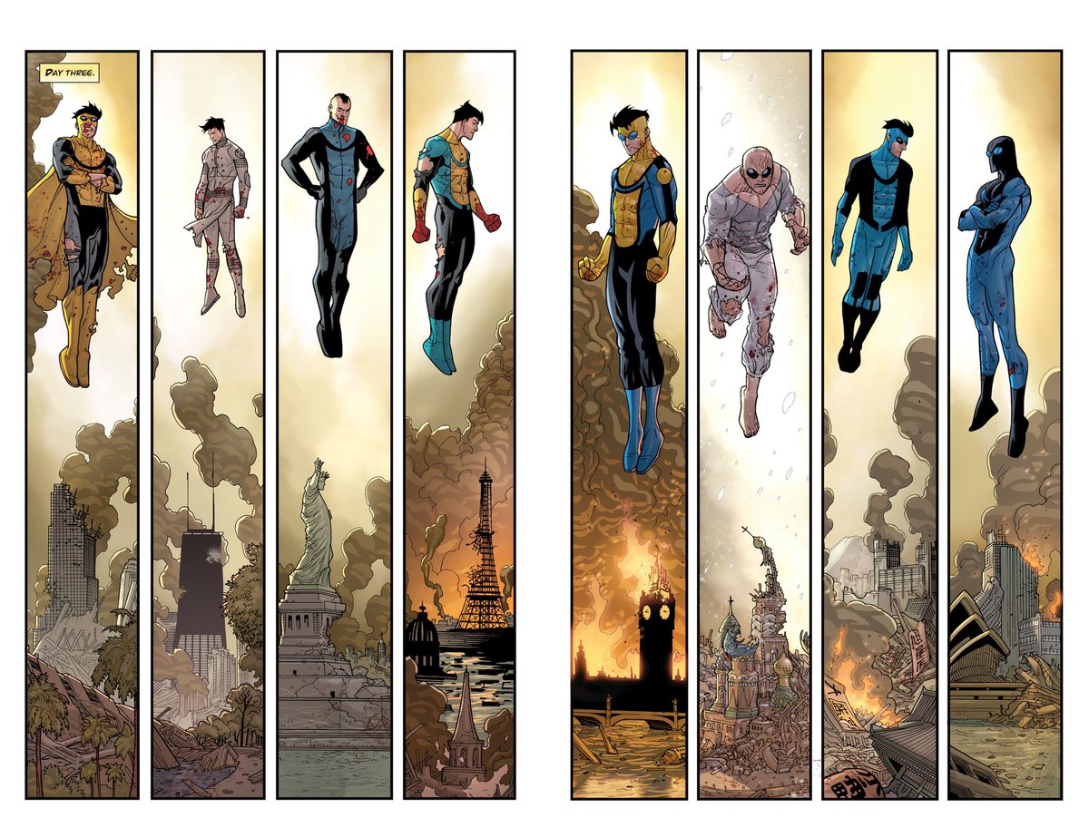 matias_gleza's tweet photo. #InvincibleUniverseFacts Tras sobrevivir a la venganza de Invencible, Angstrom Levy atacó La Tierra con un ejército formado por una veintena de contrapartidas malvadas de Mark Grayson. Aunque fueron vencidos por los héroes del planeta, causaron innumerables bajas y destrucción https://t.co/lCfWfb5Rq8