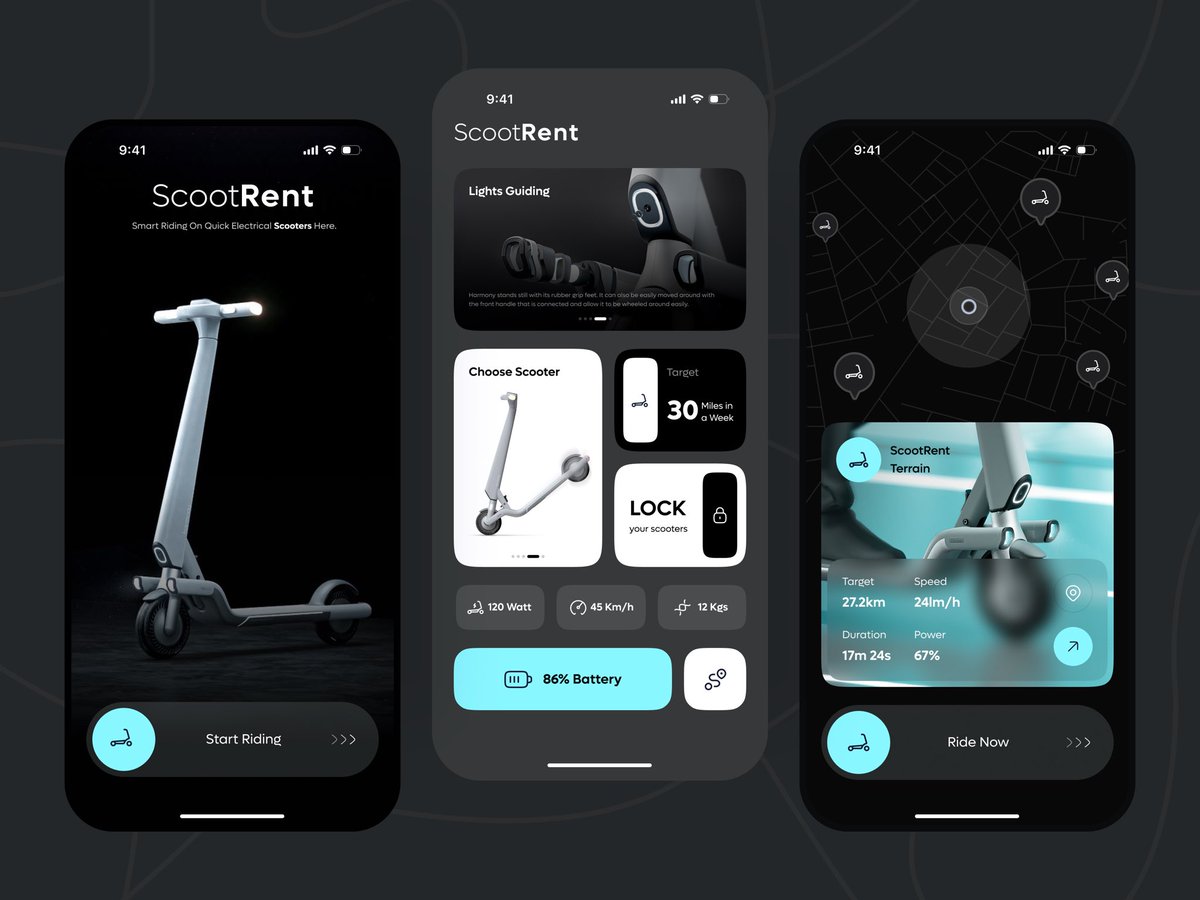 kitesdesign's tweet photo. Scooter Rent App Design https://t.co/Iw52QVN5Df