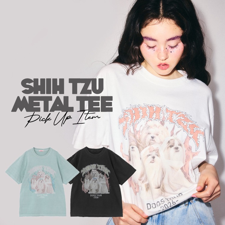 _candystripper_'s tweet photo. 💙CANDY STORE💙

シーズーたちで構成された、架空のメタルバンドのグッズ風Tシャツ🤘

ウォッシュ感のあるボディを使用し、古着屋さんで出会うバンドTのような雰囲気に！
気軽に着られる一枚、ぜひCHECKして🌟 https://t.co/puE1FSEqfB