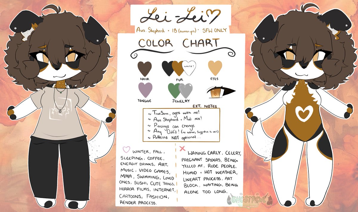 GhostPewl's tweet photo. LeiLei Ref Sheet! Changed her into an Australian Shepherd Mudi Mix :3 https://t.co/2ir8wxOjgx