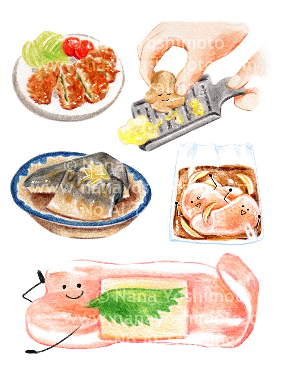 sunao1231's tweet photo. クリエポ出展に向け過去のお仕事をまとめています☺️

『カレンの台所』
滝沢カレン著／サンクチュアリ出版

リアルさを残しつつ、親しみやすいキャラクターのような食材たちを描きました🍅🧅🥦
滝沢カレンさんの独特な言葉の世界観を、イラストで伝える橋渡しとなれたらと思いながら制作しました。 https://t.co/zR4rMKgu0C