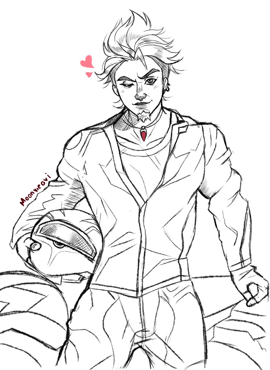 moonvie_uwu's tweet photo. I decided to sketch young Emre again, but this time as a biker 😋 #emretwt #overwatch https://t.co/gEY4Oq7ybN