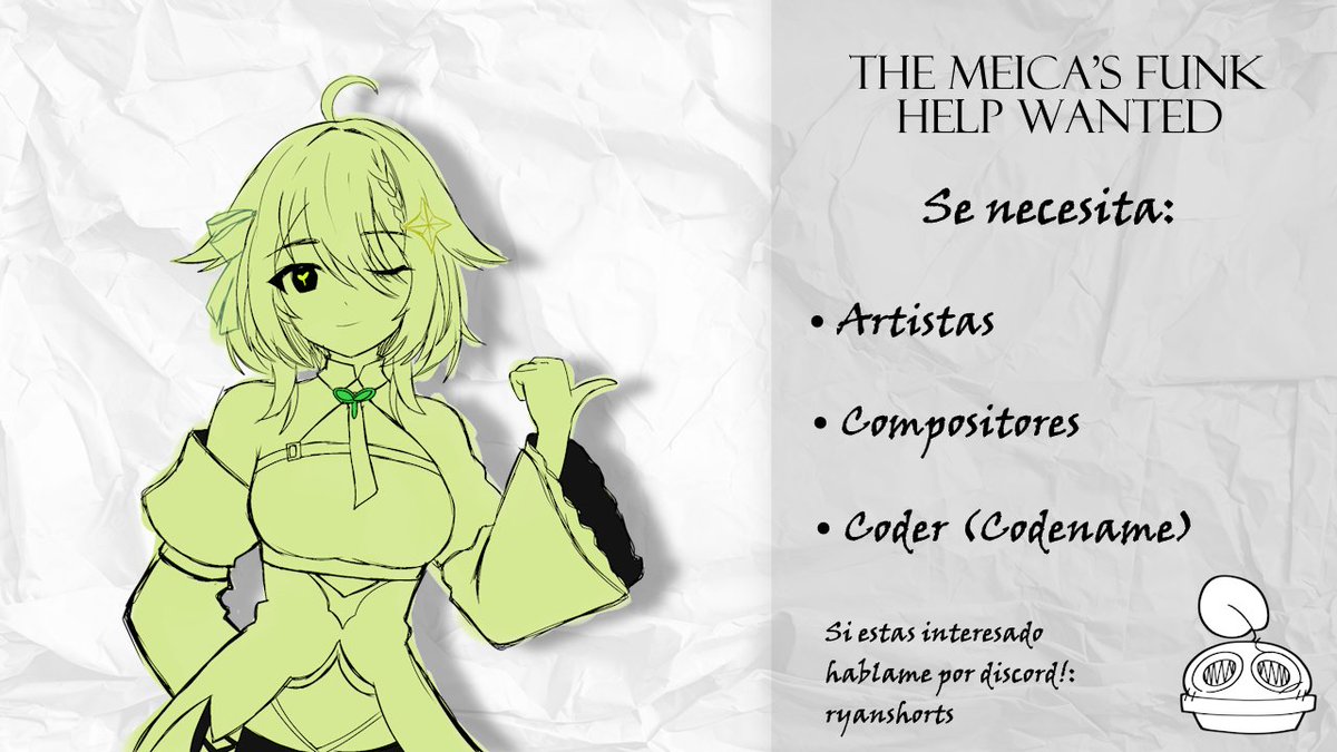 TheMeicasFunk's tweet photo. Hojayooo!!!

Seguimos en busca de gente para poder terminar la V2 de este hermoso mod!

Si estas interesado en el puedes contactarme al md:
ryanshorts

#vtuber #meica05 #meica_art #fnf #fnfmods #fnfvtuber #fnfhelpwanted #helpwanted #meica https://t.co/P24cedc9H1