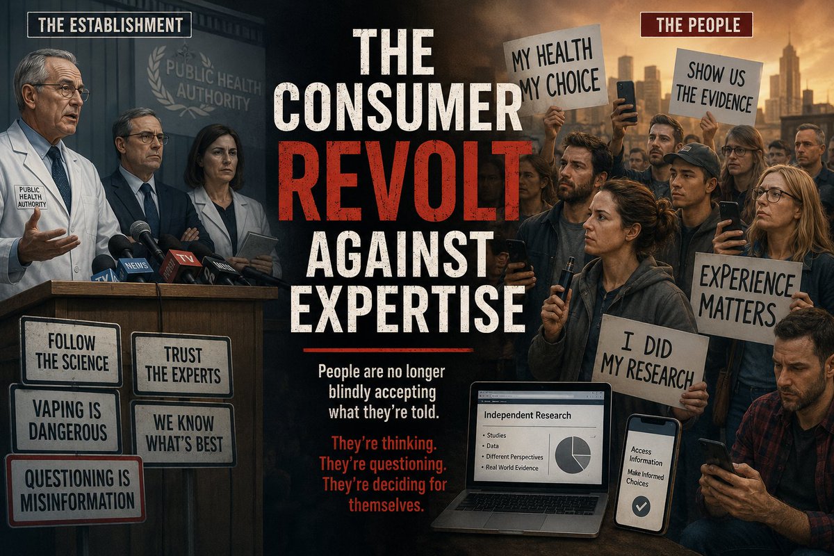Bludn_Gore's tweet photo. "Millions of former smokers have personal experience with vaping. They know what happens when they switch from cigarettes. They know whether they reduce their smoking, whether they quit entirely, and whether their quality of life improves. They know how much money they save, how their breathing changes, and whether vaping succeeds where repeated attempts to quit nicotine altogether fail. These experiences are not abstract theories or statistical models. They are lived realities."
@drjoesDIYhealth @caphraorg @MarewaGlover @jamomartin @ArielleSelya @Clive_Bates 

https://t.co/a2y5wEqk83