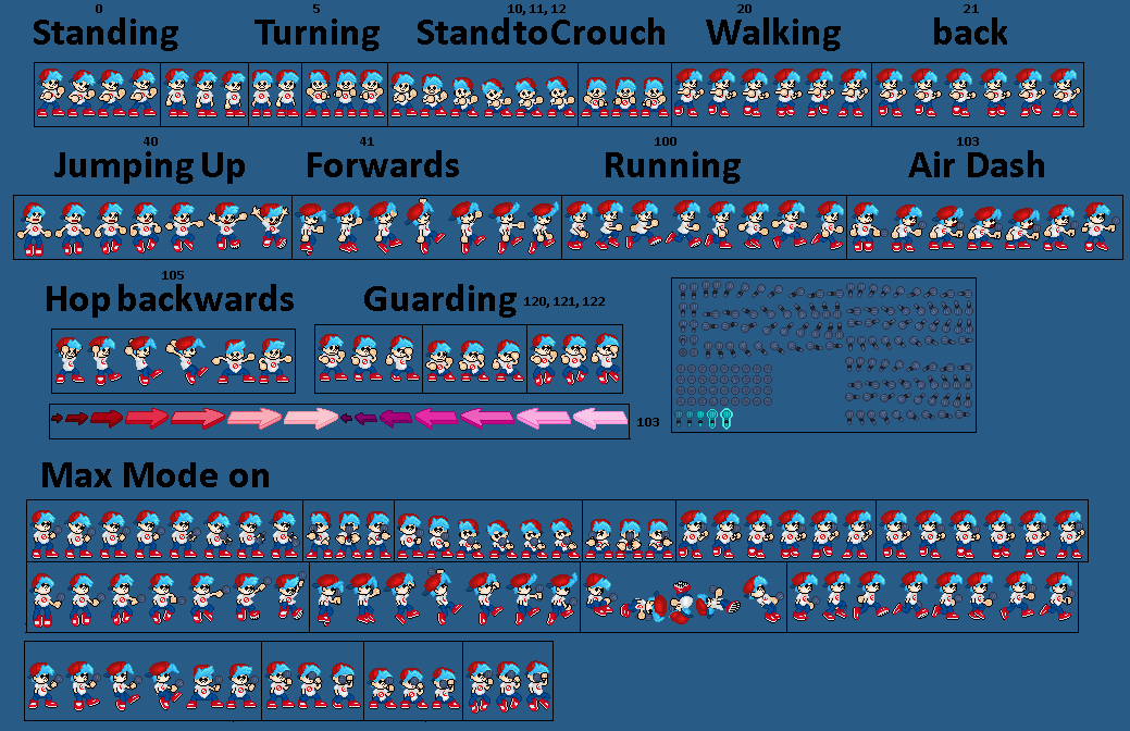 CrowsarSar's tweet photo. Sprite Preview Week 1 Boyfriend (Friday Night Funkin) 
Stand, Walk, Jump, Run, Guard and more.
Max Mode Aka Awakening Boyfriend mostly used Mic animation.
#Mugen #Fridaynightfunkin #Newgrounds #FNF #FNFBoyfriend #FNFBf https://t.co/hZJKvx2Tw9