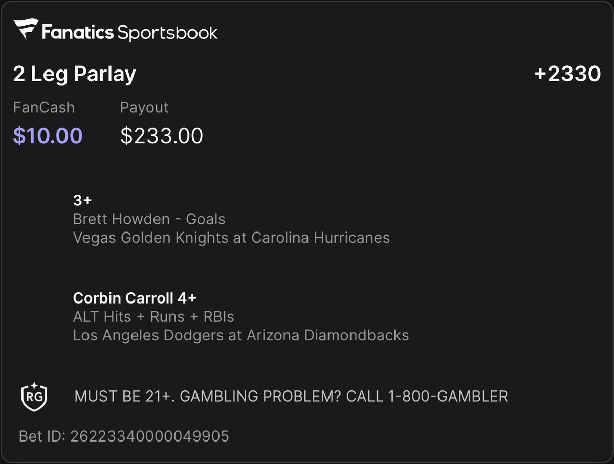 ChanPan03's tweet photo. A friend shared a bet with you on Fanatics Sportsbook. Tap the link to view and copy their bet. Don't forget, you earn FanCash on your bets. New to Fanatics? Claim your welcome bonus. Must be 21+. Terms apply.
https://t.co/iTYSbrvcOO https://t.co/Fy9BUrX3tr