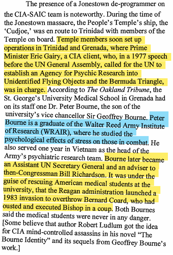 toxictiramisu's tweet photo. During the 1983 US invasion of Grenada, the only building bombed was a mental hospital run by Dr. Peter G. Bourne, who conducted experiments with drugs, sensory deprivation, and behavioral modification. The bombing likely aimed to cover up another Jonestown-style experiment. https://t.co/EvIIuiT7Fd
