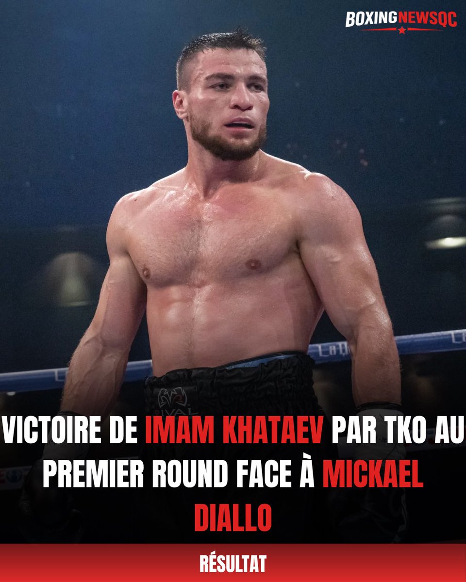 BoxingNewsQC's tweet photo. COMBAT RAPIDE POUR KHATAEV 💨

Après avoir été solidement atteint en début de combat, Imam Khataev a rapidement renversé la vapeur en mettant fin au duel grâce à une puissante main droite face au Français Mickael Diallo.

#RamirezRichards | #BoxingNewsQC https://t.co/sg4MK0rdkq