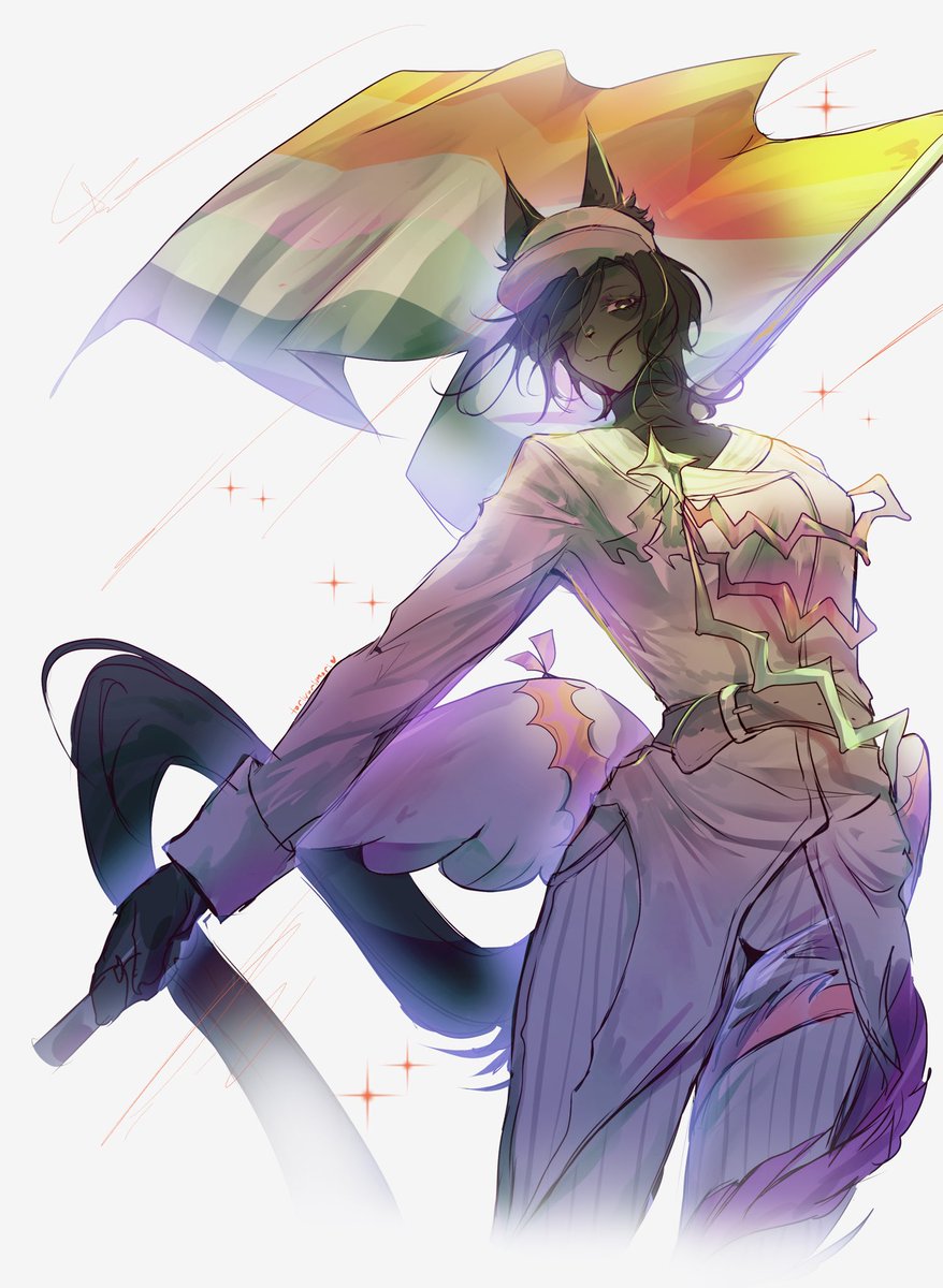 Toriyorimori's tweet photo. Also happy pride month!! https://t.co/9aH2ZHAEtw