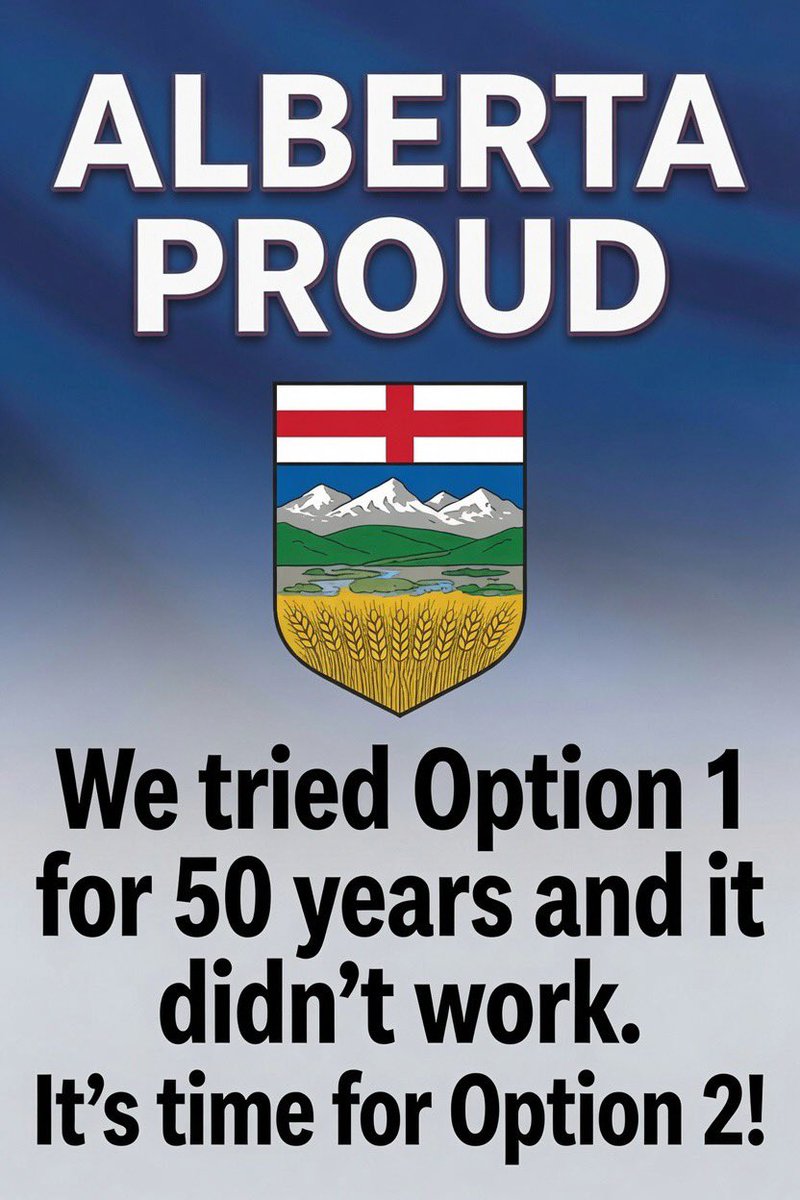 johnwtomkinson's tweet photo. Albertans have tried Option 1 for the last 50 years and it didn’t work.

On October 19th, it’s time to vote for Option 2! https://t.co/ZRBwvx3Vul