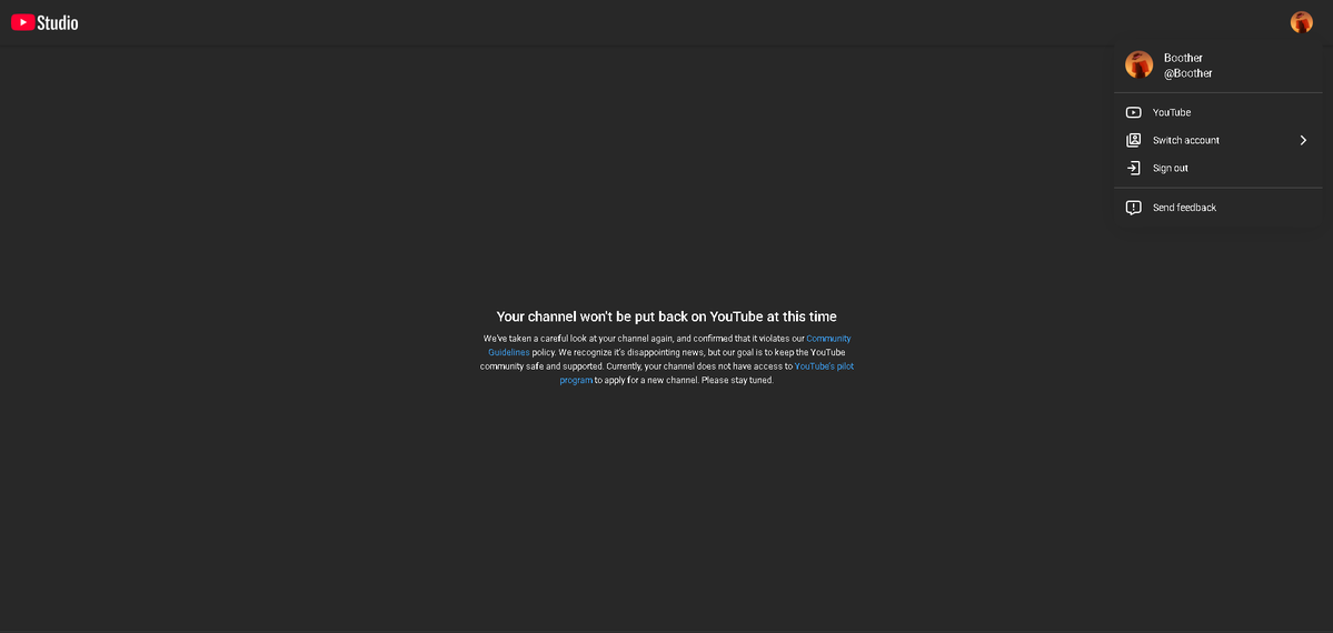 BootherOfficial's tweet photo. @TeamYouTube Still pissed that yall never unbanned me, I didn't do shit. I have been ghosted by you guys, only your AI moderation will respond. Please continue this in private DMs, I NEED my account back.
#youtube #rant #youtubeban #ban #terminate #complain #mad #angry #twitch https://t.co/X06KCz6Cdd