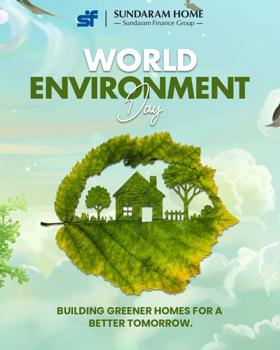 SundaramHome's tweet photo. 🌿 Home is where sustainability begins.

This World Environment Day, let's nurture a greener future and create homes that live in harmony with nature.

🏡 Building Greener Homes for a Better Tomorrow.

#WorldEnvironmentDay #GreenHomes #SustainableLiving #GoGreen #EcoFriendly #BetterTomorrow #EnvironmentDay2026 #Sundaramhomefinance #Sundaramhome