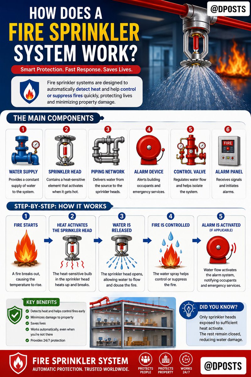 DP0STS's tweet photo. How Fire Sprinkler Systems Work https://t.co/39M3Dw6Bwd