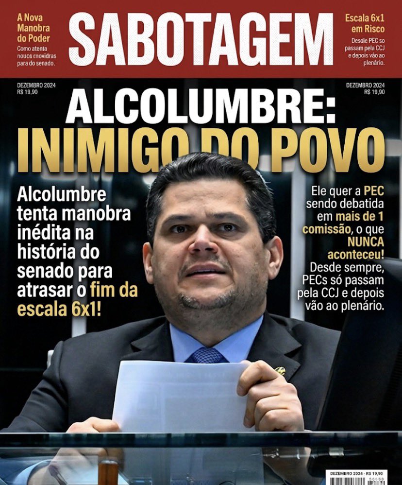 _dilmadebochada's tweet photo. 🚨 SABOTAGEM: Alcolumbre tenta manobra inédita na história do senado para atrasar o fim da escala 6x1!

TRABALHE SENADO 
ALCOLUMBRE INIMIGO DO POVO
TRABALHADOR QUER DESCANSAR 
ESCALA 5x2 JA https://t.co/7RGUztq91Z