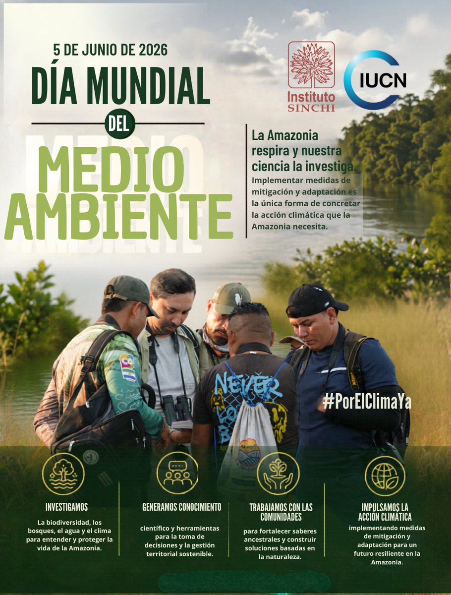 InstitutoSINCHI's tweet photo. 🌿 5 de junio | Día Mundial del Medio Ambiente
Este año, en el mundo se pone el foco en uno de los mayores desafíos de nuestro tiempo: el cambio climático.

Desde la Amazonia colombiana, el #InstitutoSINCHI aporta conocimiento científico para comprender cómo están cambiando los bosques, los ríos, la biodiversidad y los territorios, y para identificar medidas de mitigación y adaptación que contribuyan a enfrentar sus impactos.

Nuestro trabajo en monitoreo ambiental, restauración, conservación de la biodiversidad y fortalecimiento de capacidades locales demuestra que la ciencia es una herramienta fundamental para tomar mejores decisiones y construir soluciones desde el territorio. Ingresa a nuestra web https://t.co/1P2FNPz4lN.

@UNEP @onucolombia @MinAmbienteCo @UN @IUCN

#CambioClimático #AmazoniaColombiana #AcciónClimática #CienciaParaLaVida #PorElClimaYa #DíaMundialDelMedioAmbiente