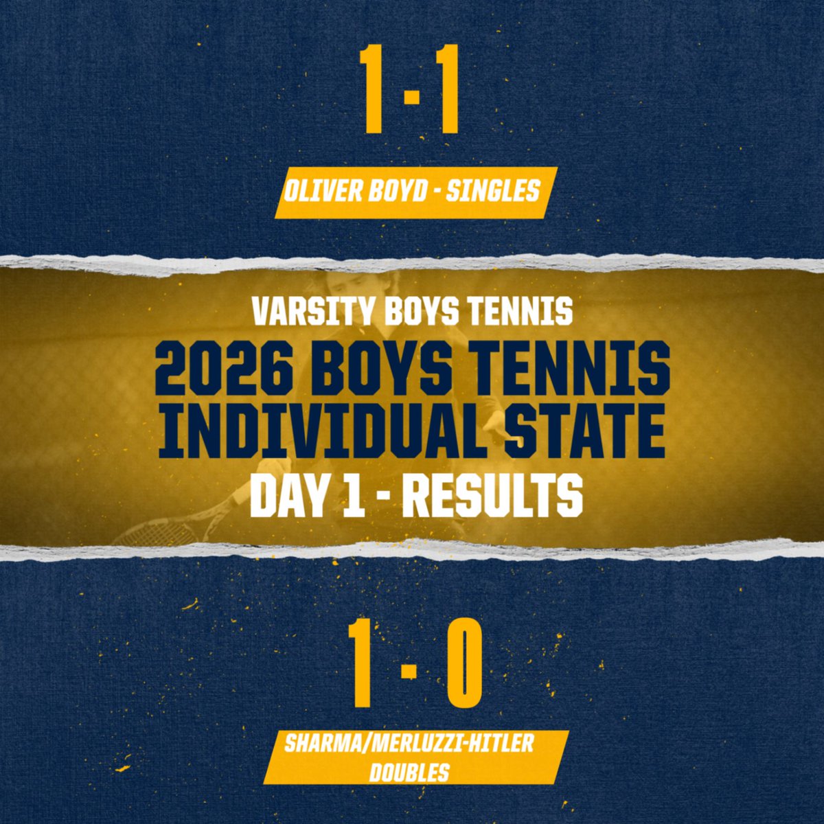 USMathletics's tweet photo. Final results from Boys Tennis Individual State after day one.@usmsocial @USMAthleticsAD #BetterEveryday https://t.co/BGHT9tBMcG