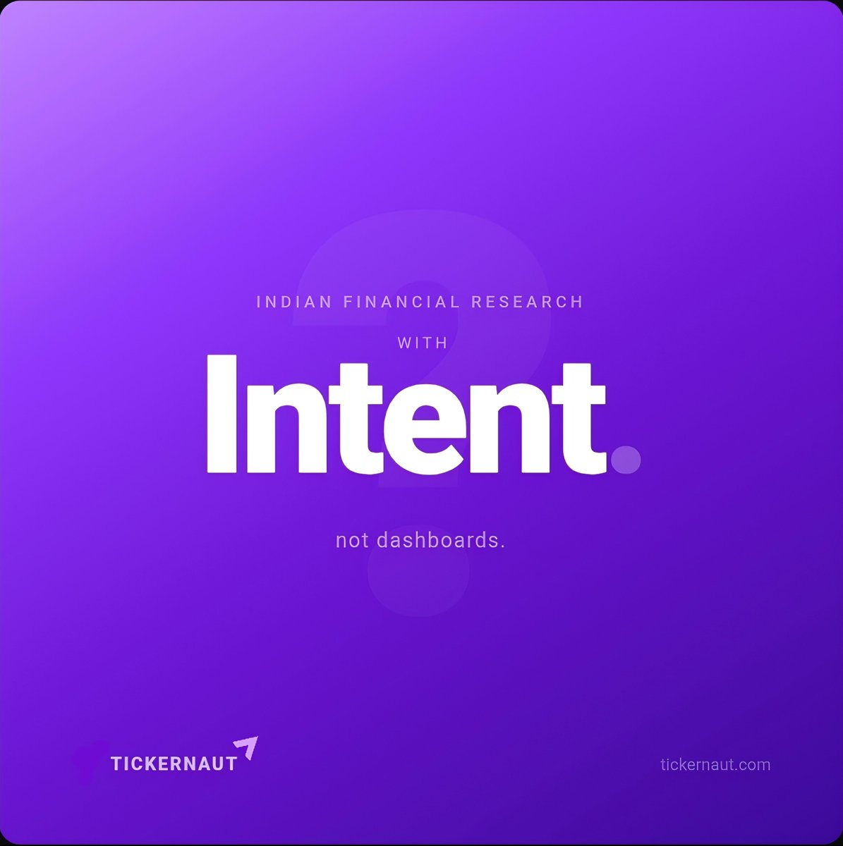 tickernaut's tweet photo. When you're mid-research, you don't want more data. You want an answer. 
That's intent-driven research.

Tickernaut is built for that.

Try it now → https://t.co/eIANQ9T3Lh

#equityresearch #indianmarkets https://t.co/nhEvBpnmk3