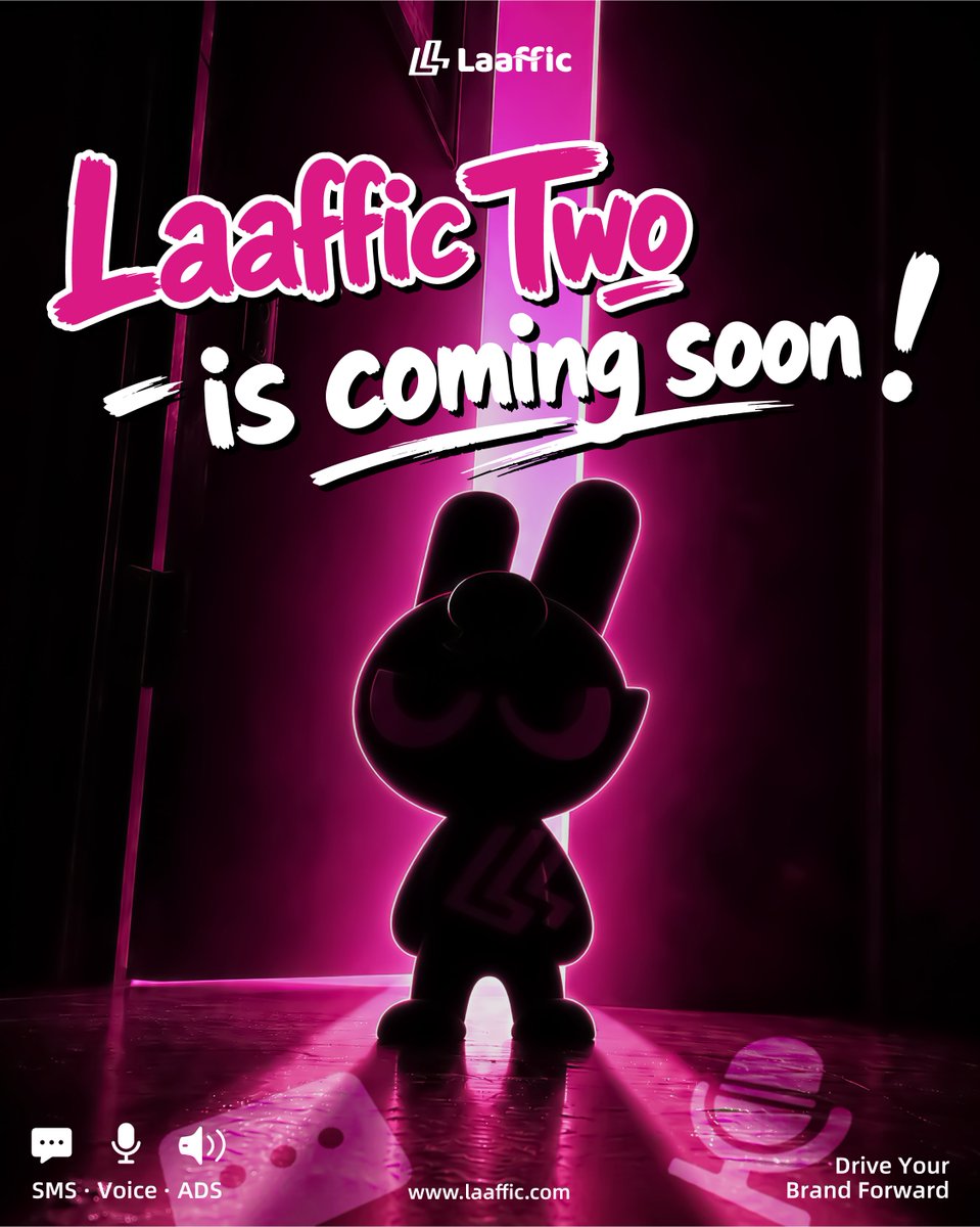 laaffic's tweet photo. ๐ Something new is coming.
Meet LaafficTwo โ our next-generation brand identity, built to drive your SMS, Voice, and Ads performance.
Stay tuned.
#LaafficTwo #SMS #Voice #Ads #BrandForward
