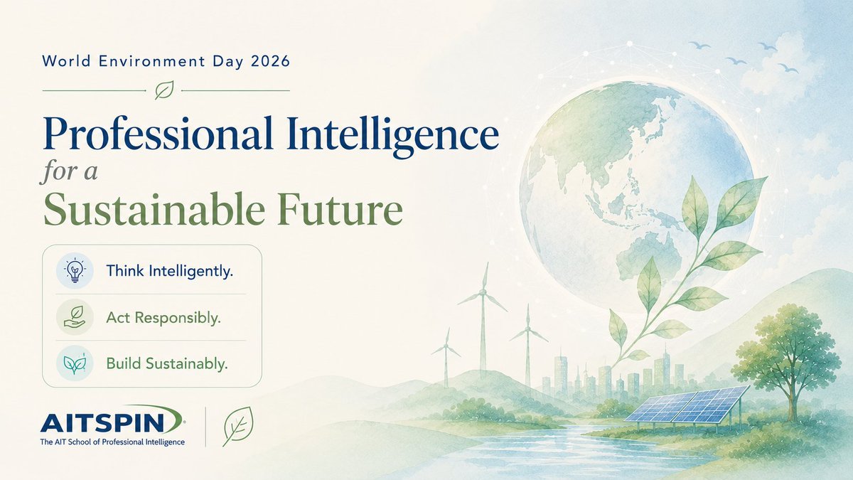 AITSPIN's tweet photo. 🌍 World Environment Day 2026
Professional Intelligence for a Sustainable Future.
At AITSPIN, sustainability is not an add-on. It is a core competence for professionals navigating the AI era.
https://t.co/ttNGE9yjo7
#WorldEnvironmentDay #AITSPIN #Sustainability #AI #FutureOfWork https://t.co/ZuSYBqXf4h
