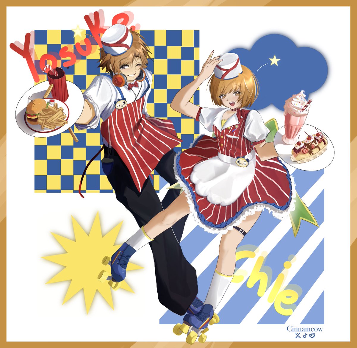 CinnaMeowX's tweet photo. Chie and Yosuke Diner AU

#Persona4Golden https://t.co/VT3Wz3hLsg