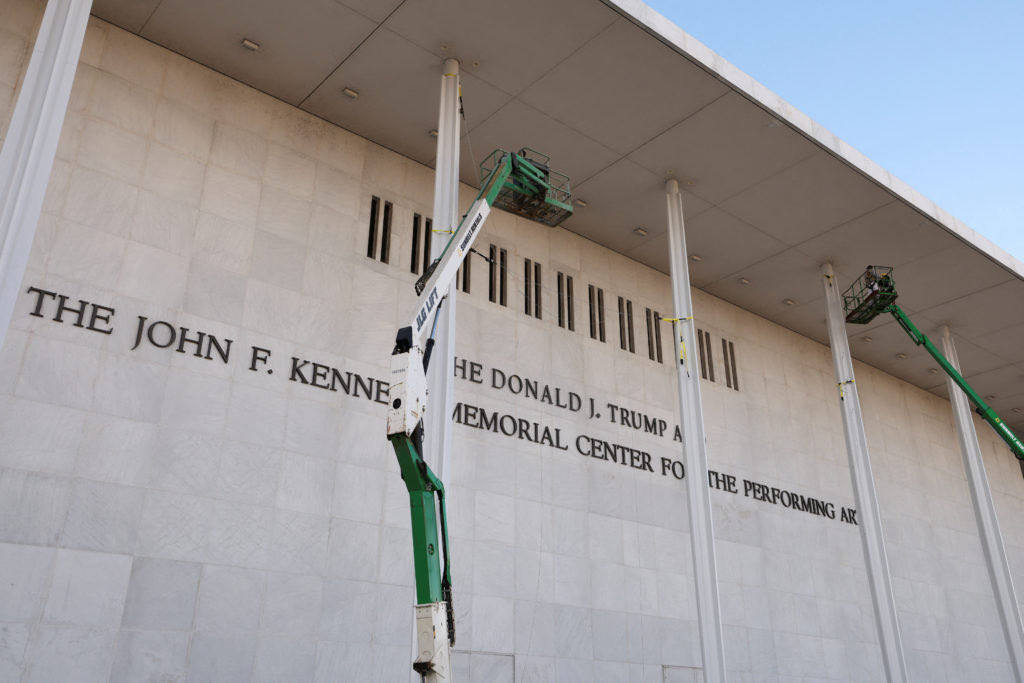 LucasSa56947288's tweet photo. WOW! The Kennedy Center is beginning the process of removing references to Donald Trump — a week after a federal judge ruled that his name had been illegally added to the performing arts center.

Who agrees with this move? ✋🏾 https://t.co/Q5PMUt7ooM