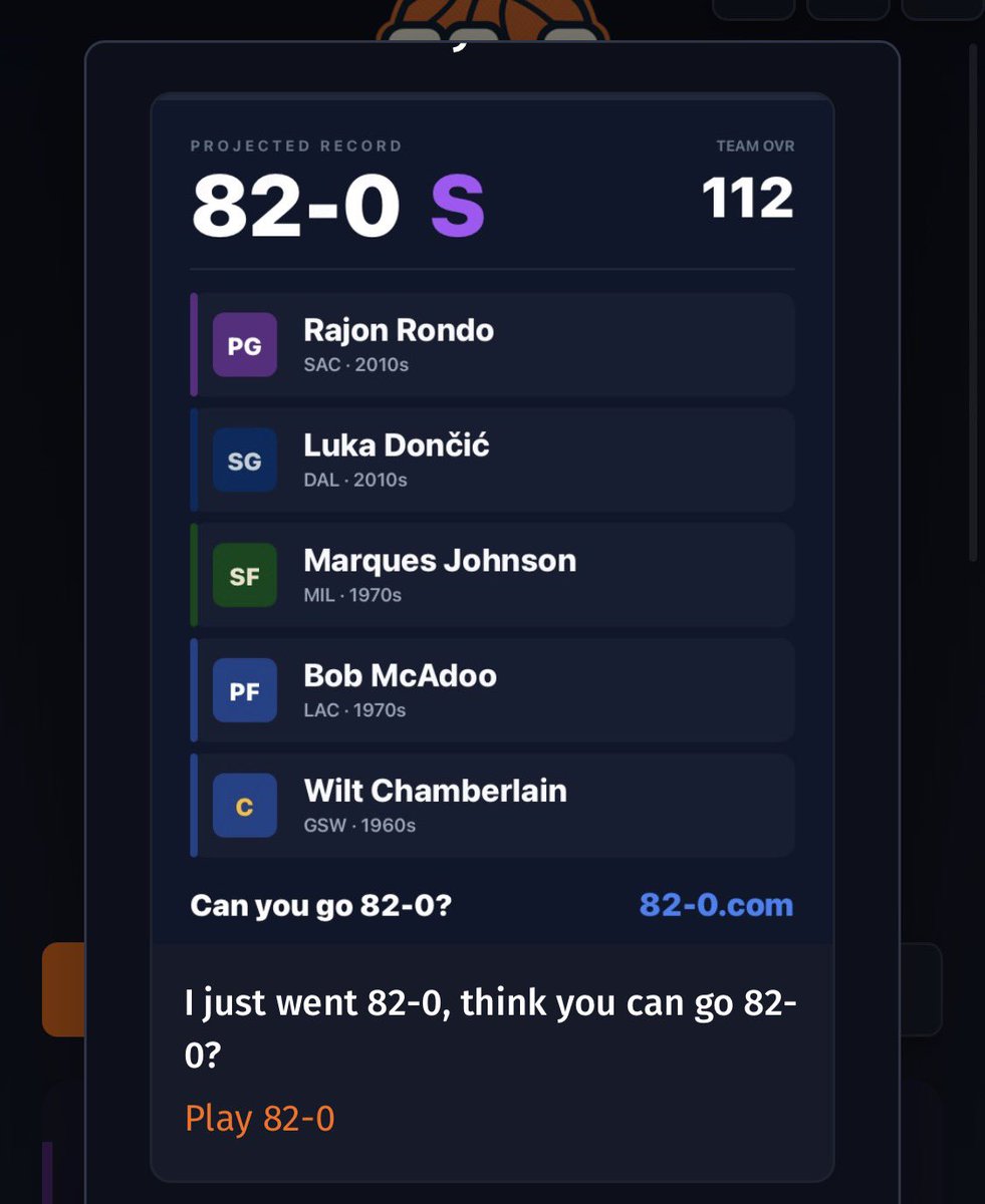 Lemoel's tweet photo. I just went 82-0, think you can go 82-0? https://t.co/gJjjp3VmCW #NBA #82and0 zerei sem mudar nenhum time ou ano! https://t.co/pdSjNpzkR1