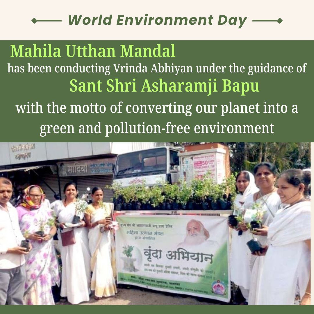AmdAshram's tweet photo. On #WorldEnvironmentDay let us follow the teachings of Sant Shri Asharamji Bapu &amp; help restore environmental balance through initiatives like Har Ghar Vrinda Abhiyan, Nilgiri-Babool Hatao Abhiyan, Paryavaran Bachao &amp; more. Let's Go Green &amp; protect our environment for future. https://t.co/LqNUmfQQ9o